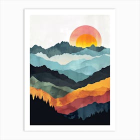 Sunset In The Mountains Art Print