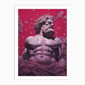  A Drawing Of Poseidon Light Maroon 1 Art Print