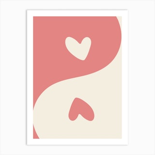 Ying Yang Pink Hearts Art Print