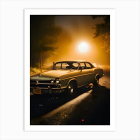 Old Car At Night~Reimagined Art Print