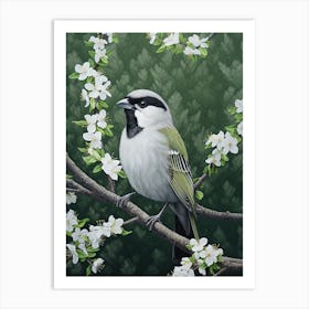 Ohara Koson Inspired Bird Painting Sparrow 2 Art Print