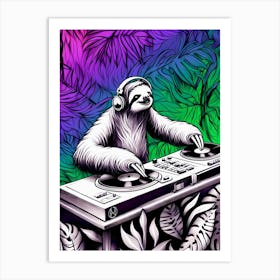 C A Sloth Dj V1 1 Art Print