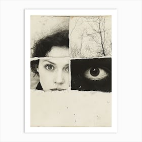 Triptych ''woman,tree,eyes'' art print Art Print