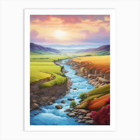 Landscape With River Art Print