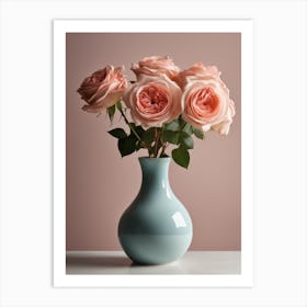 A Vase Of Pink Roses 76 Art Print