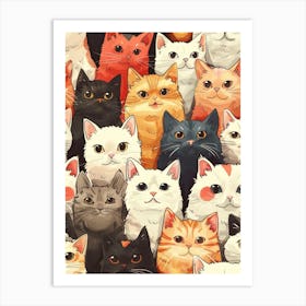 Perfectly Repeatable Artwork With Cute Cat Faces 70 Art Print