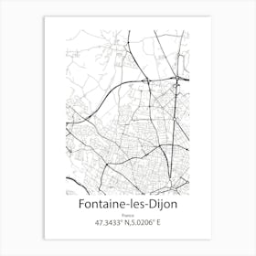 Fontaine Les Dijon,France Minimalist Map Art Print