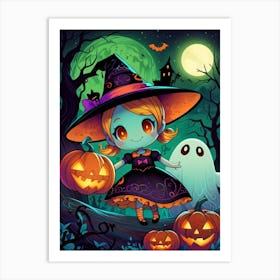 Cute Halloween Witch Art Print