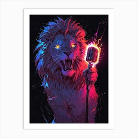 Lion With Microphone Art Print