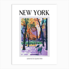 Washington Square Park New York Colourful Silkscreen Illustration 1 Poster Art Print