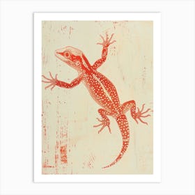 Coral Gecko Blockprint 1 Art Print