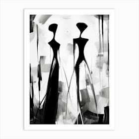 Shadows Abstract Black And White 1 Art Print