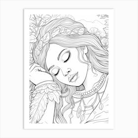 Line Art Inspired By The Sleeping Gypsy 5 Art Print