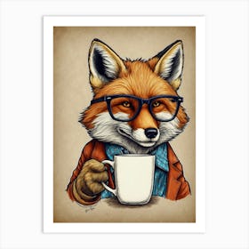 Fox In Glasses 1 Art Print