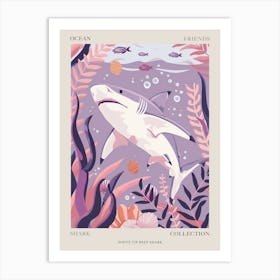 Purple White Tip Reef Shark Illustration 1 Poster Art Print