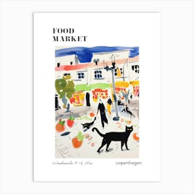 The Food Market In Copenhagen 4 Illustration Poster Art Print