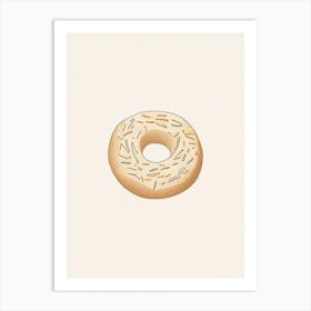 Sesame Bagel With Hummus Or Avocado Spread Minimalist Line 1 Art Print