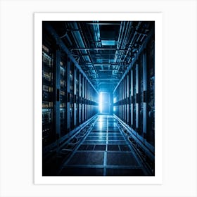 Abandoned Data Center Featuring Racks Filled With Mainframes And Servers Intricate Electronic Hardw 2 1 Art Print