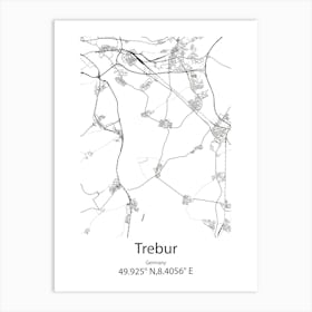 Trebur,Germany Minimalist Map Art Print