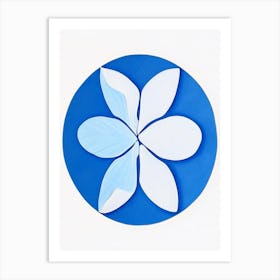 Sand Dollar Symbol Blue And White Line Drawing Art Print