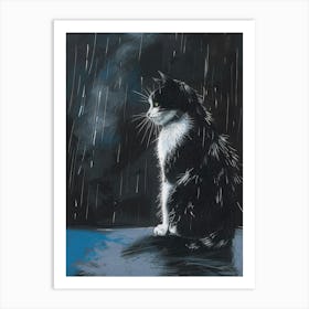 Cat In The Rain Art Print