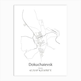 Dokuchaievsk,Ukraine Minimalist Map Art Print