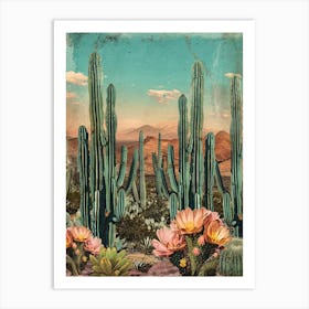 Kitsch Cactus Collage 1 Art Print