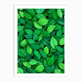 Green Leaves Seamless Pattern Art Print