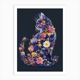 floral cat ii Art Print