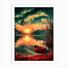 Sunset By The Lake Art Print