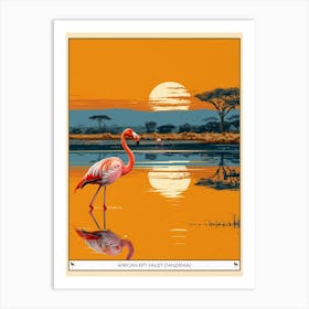 Greater Flamingo African Rift Valley Tanzania Tropical Illustration 1 Poster Art Print