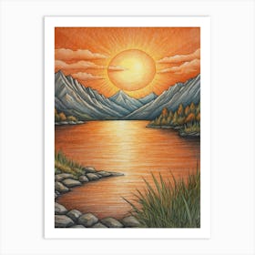 Sunset Over Lake 1 Art Print