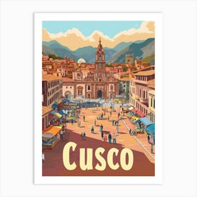 Aihrgdesign A Classic 1960s Travel Poster For Cusco Art Print