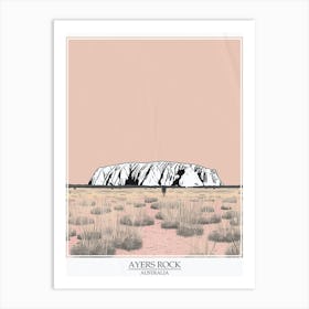 Ayers Rock Australia Color Line Drawing 7 Poster Art Print