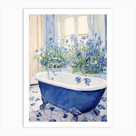 A Bathtube Full Of Forget Me Not In A Bathroom 4 Art Print