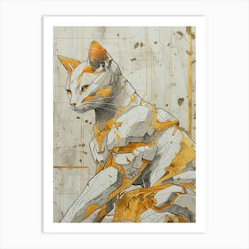 Cat Precisionist Illustration 3 Art Print