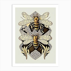 Wax Bees 2 William Morris Style Art Print