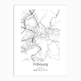 Fribourg,Switzerland Minimalist Map Art Print