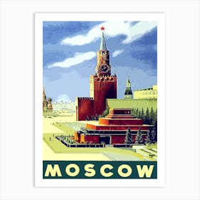 Moscow, Red Square, Soviet Vintage Travel Poster Art Print