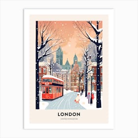 Vintage Winter Travel Poster London United Kingdom 7 Art Print