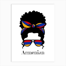 Cute Women Style Wearing Armenian Flag Glasses Art Print