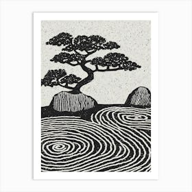 Bonsai Tree Linocut Art Print