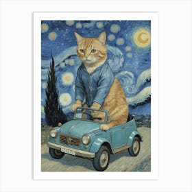 Cat In A Car Art Print