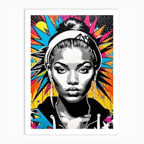 Graffiti Mural Of Beautiful Hip Hop Girl 92 Art Print