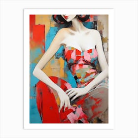 Woman In Red Dress Art Print