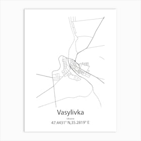 Vasylivka,Ukraine Minimalist Map Art Print