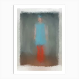 LADY ANNA -Woman in blue with red legs, silhouette, fashion illustration,  Impressionist, Impressionism Wall Art  Art Print