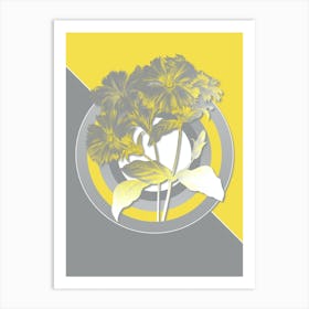 Vintage Lychnis Grandiflora Botanical Geometric Art in Yellow and Gray n.373 Art Print