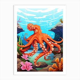 Giant Octopus Kids Illustration 1 Art Print