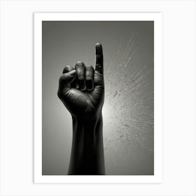 Black Hand With Finger Up Art Print